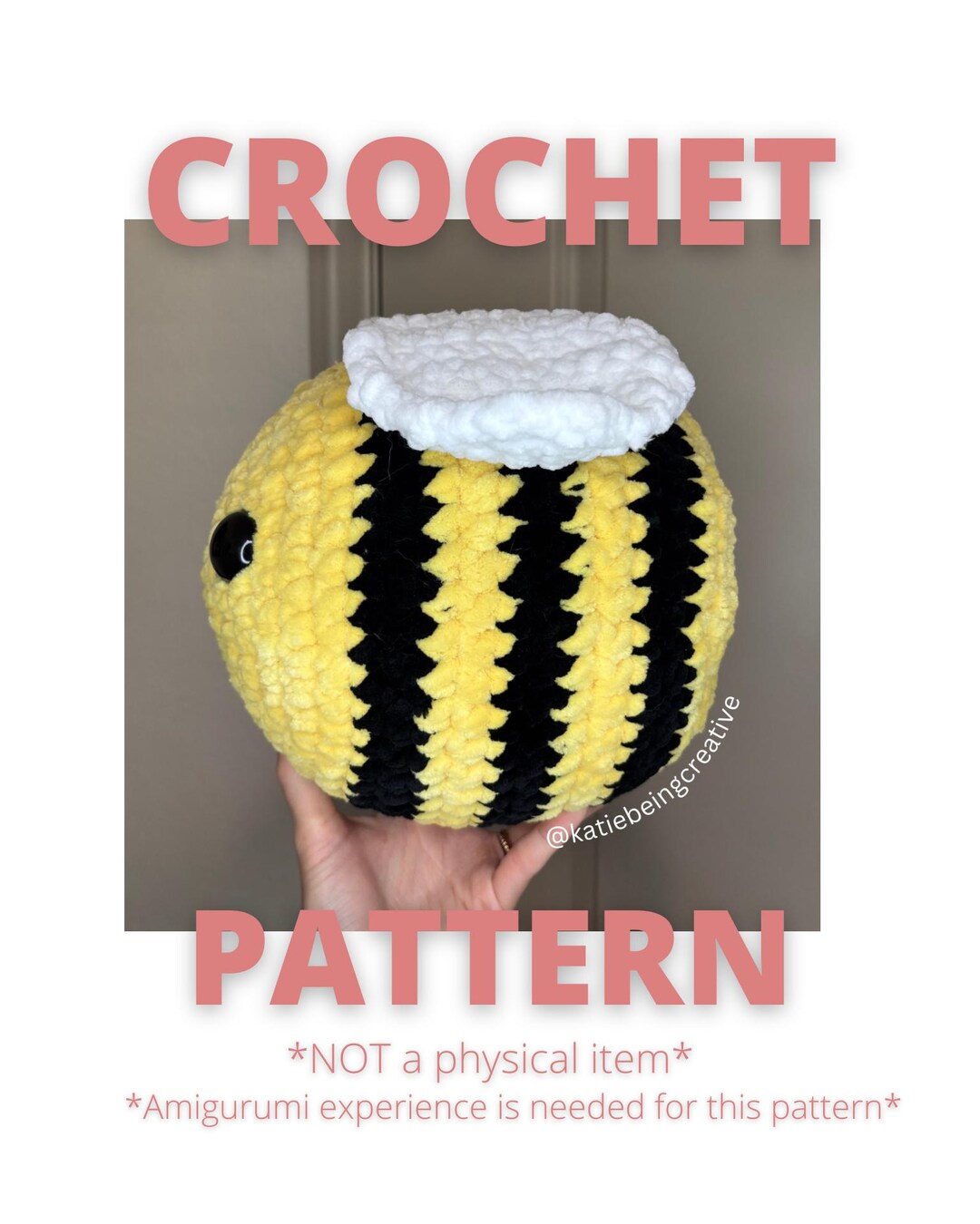 No-sew Jumbo Bee Crochet Pattern - Etsy