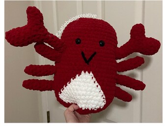 Crab Plushie Crochet Pattern (Inspired by Carlos the Crab Squishmallow) large plush made using Bernat blanket yarns