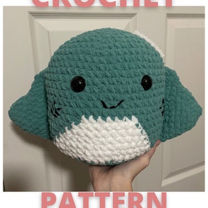 Stingray Plushie Crochet Pattern (Inspired by Maggie the Stingray Squishmallow) large stingray plush made with Bernat Blanket yarns