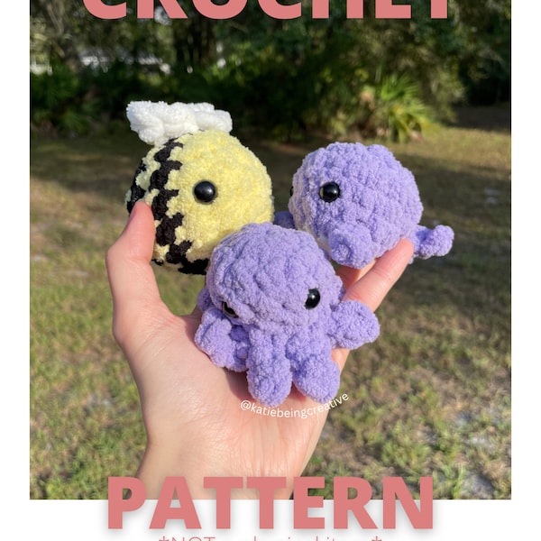 No-Sew Minis Crochet Pattern Pack: Includes Bee, Octopus, and Whale