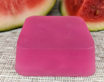 Watermelon Handmade Soap, Large Bar Soap, Honey Glycerin Moisturizing Soap, Fruit Soap, Summer Scent, Clear Pink Soap, Two Sizes,Shower Soap