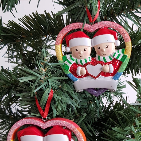 LGBT Personalised Rainbow Christmas Tree Decoration Boy Couple Girl Couple Lesbian Gay Christmas Ornaments