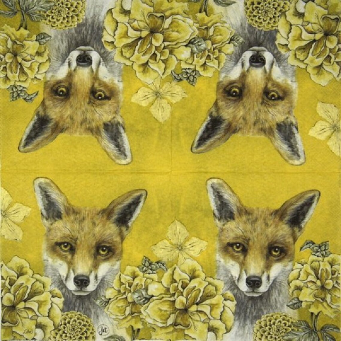 Decoupage Napkins Fox Tale Floral x 4 Napkins Paper Craft Etsy