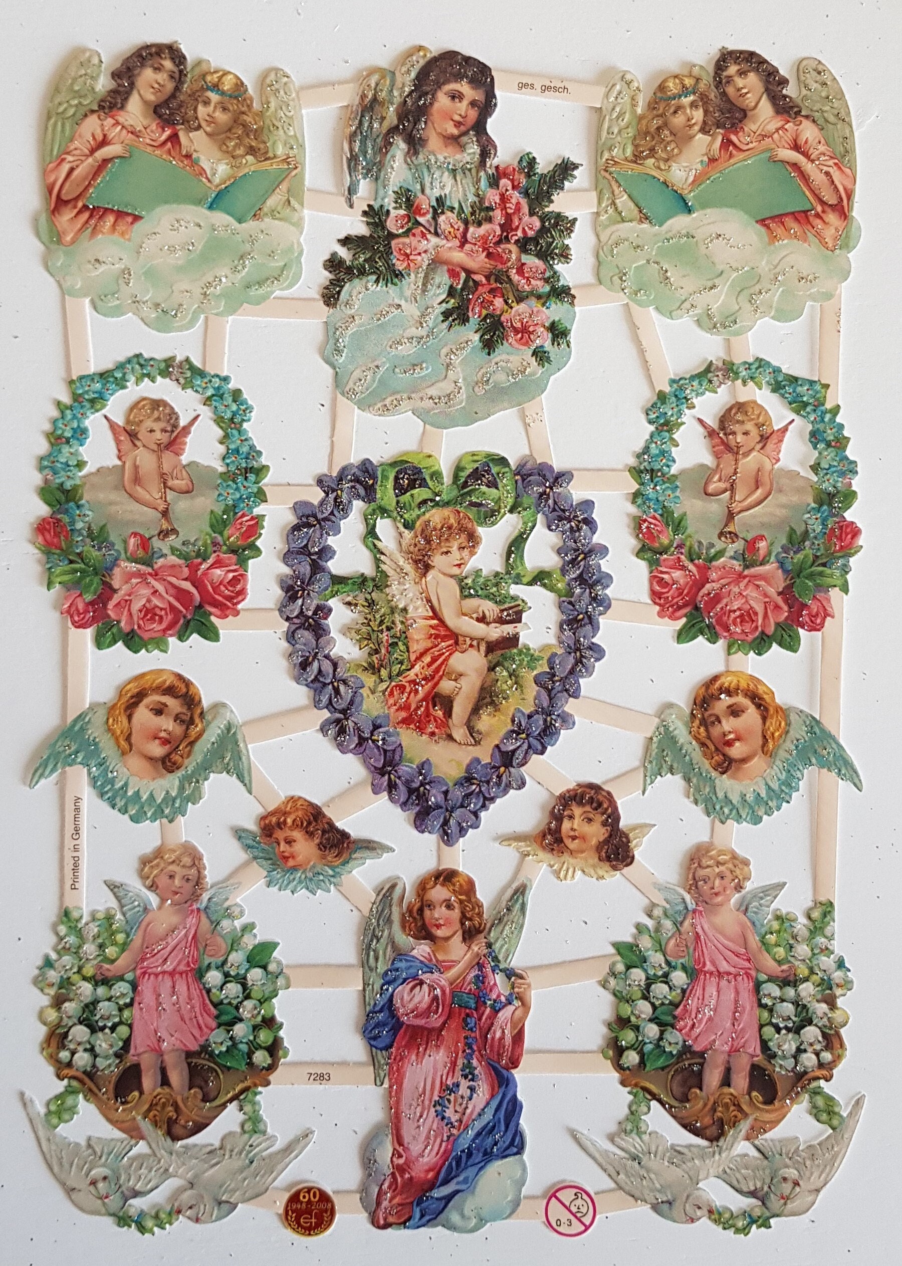 Victorian style Angel Paper Scraps Die Cut Valentine Cherub Angels Scrapbook Decoupage Paper 7283M/S