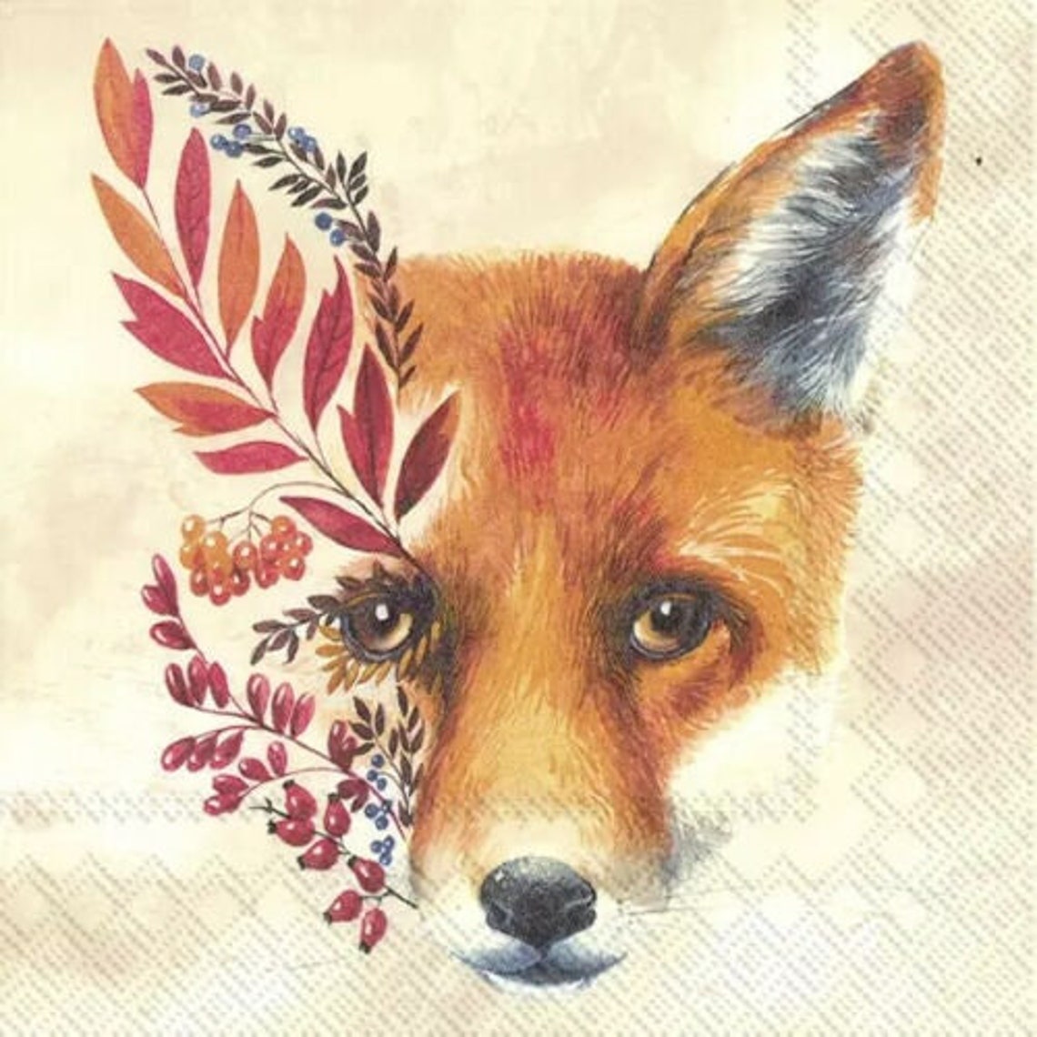 Decoupage Napkins Forest Fox Autumnal Fox Spirit Napkins X 4 Etsy