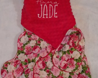 Roses Are Red Embroidered Personalized Newborn Blanket 3-Piece Set