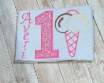 Ice Cream Birthday Kids Embroidered Shirt