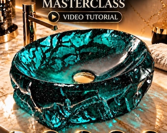 Epoxy Resin Sink Tutorial, Crystal Sink Masterclass, DIY Resin Art Video Course, Handmade Bathroom Sink Making Class