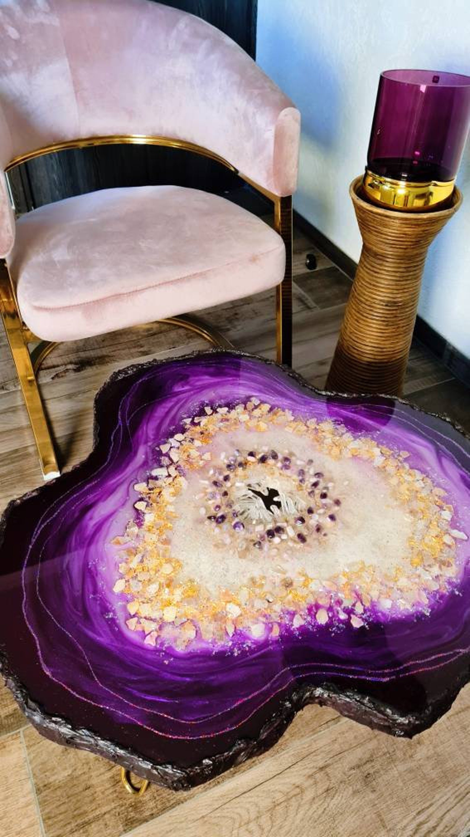 Geode Amethyst Coffee Table Custom Epoxy Table Unique Live Etsy
