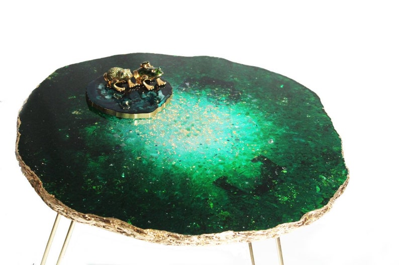 Emerald Epoxy Geode Table