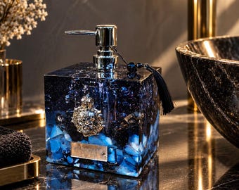 Skull Soap Dispenser, Gothic Bathroom Decor, Luxury Vanity Accessory, Halloween Gift