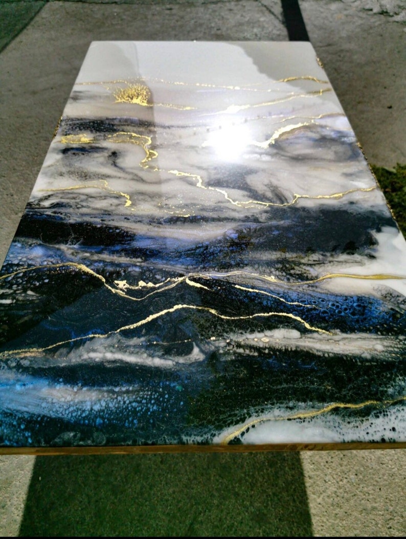 Marble epoxy coffee table coffee table high end table Etsy