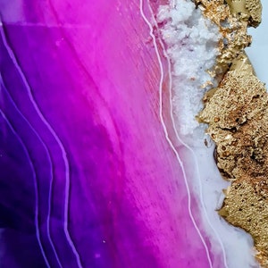 Großes Amethyst-Harz-Geode-Gemälde Original-Epoxid-Kunstwerk für ein stilvolles Zuhause, Resin-Geode-Wandkunst, Geschenk zur Wohnungserwärmung Bild 8