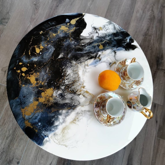Set di 6 sottobicchieri rotondi in marmo nero da 8,9 cm per
