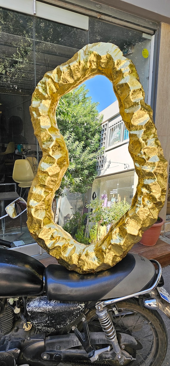 Miroir Mural Irrégulier 20x36 - Asymétrique Doré - Déco Salon, Chambre