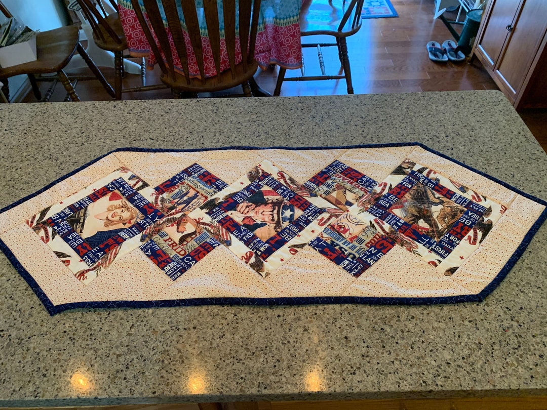 Uncle Sam Quilt Pattern Quilted Uncle Sam Wants You Tablerunner - Etsy