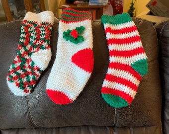 Decorative Christmas Handcrocheted Stockings set of 3