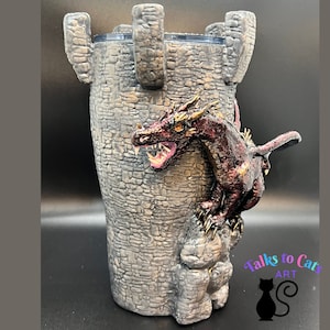 Hand Sculpted 3D Dragon Tumbler | D & D Mimic | Clay Sculpted | 30 ounce Insulated Tumbler
