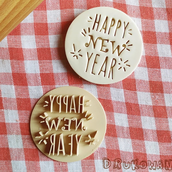 Gelukkig Nieuwjaar Stempel Embosser Cookie Cutter Gebak Fondant Deeg Biscuit