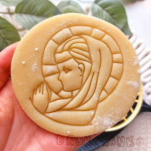 Santa Maria con Gesù in preghiera ornamento in vetro colorato inverno 2 Natale Babbo Natale Gesù elfo angelo stampino per biscotti pasticceria fondente pasta per biscotti
