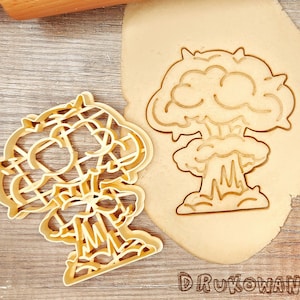 原子爆弾の爆発キノコ米国オッペンハイマーアルバートアインシュタインウラン中性子化学かわいいクッキーカッターペストリーフォンダン生地ビスケット