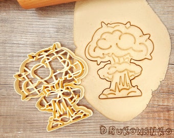 Atomic Bomb Explosion Mushroom USA Oppenheimer Albert Einstein Uranium Neutron Chemisty Cute Cookie Cutter Pastry Fondant Dough Biscuit