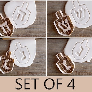 Set of 4 Hanukkah Dreidel Jewish Hebrew Nun Gimel Hei Shin Cookie Cutter Pastry Fondant Dough Biscuit