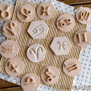 Zodíaco Capricórnio Aquário Peixes Áries Touro Gêmeos Câncer Leão Virgem Libra Escorpião Sagitário Gravador Cortador de Biscoitos Massa Fondant