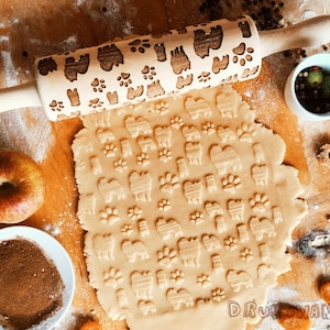 Samoyed Dog Rolling Pin Embossed, Cookies, Cookie, Roller, Laser Engraved, Gift, Christmas, Fondant, Dought, Biscuit, Pastry