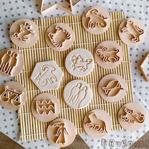 Zodiac Capricorn Aquarius Pisces Aries Taurus Gemini Cancer Leo Virgo Libra Scorpio Sagittarius Embosser Cookie Cutter Pastry Fondant Dough