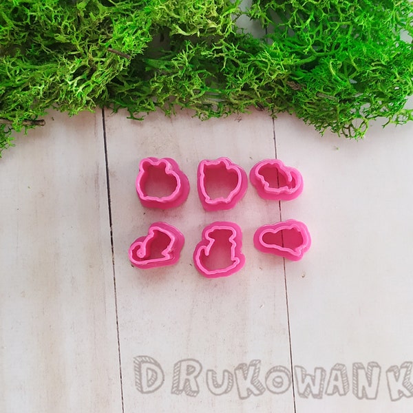 Set of 6 Chinchilla Chinchillas Pets Animal Polymer Clay Cutter Mini Miniature Cookie Fondant Craft Handicraft Hobby Doll House