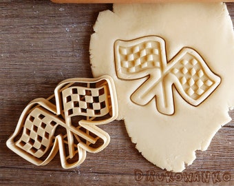 チェッカーフラッグ フラッグ デュオ デュアル ダブル フォーミュラ1カー スピードレース レーシング クッキーカッター ペストリー フォンダン ドウ ビスケット