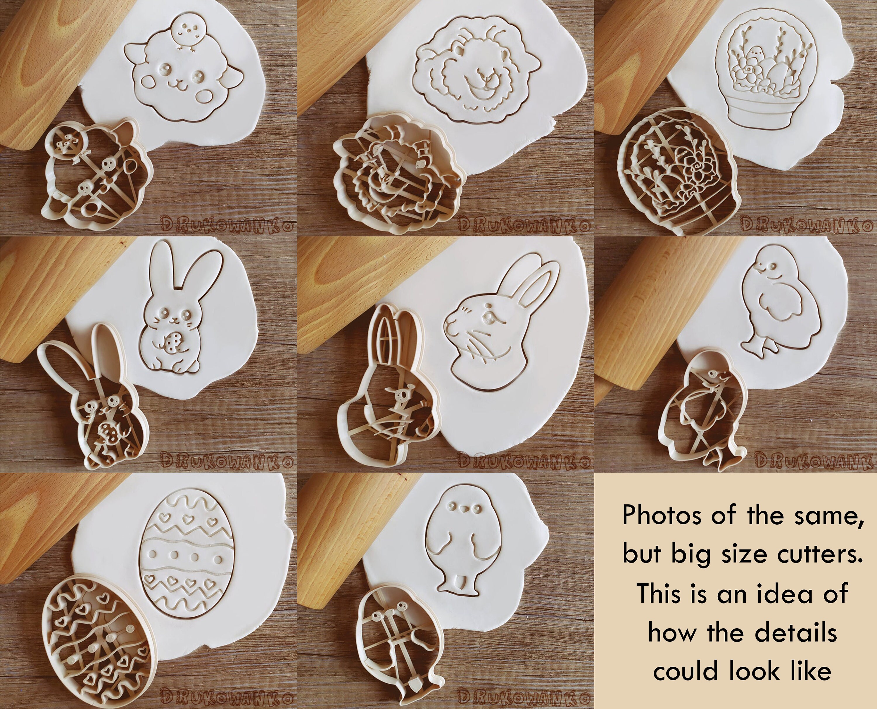 Set of 8 Easter Polymer Clay Cutter Mini Miniature Cookie Etsy UK