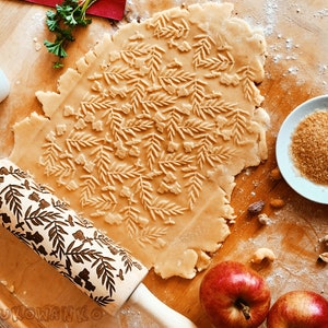 Flowers and Birds Nature Rolling Pin Embossed, Cookies, Cookie, Roller, Laser Engraved, Gift, Christmas, Fondant, Dought, Biscuit, Pastry