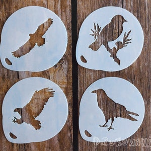 Bird Birds Sparrow Crow Raven Eagle Wings Flying Feather - Stencil Mylar Art Craft Airbrush Coffee Painting Wall DIY Reusable Home Decor