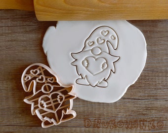 Gnome Dwarf Small Little People Garden Heart Working Magic Magical Mystic Pattern Fantasy Ancient Cookie Cutter Pastry Fondant Dough Biscuit