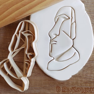 Può includere: Due stampini per biscotti, uno a forma di profilo di un viso umano e l'altro a forma di profilo di un viso umano con un naso e un mento lunghi.