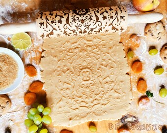 Nature Art Rolling Pin Embossed, Cookies, Cookie, Roller, Laser Engraved, Gift, Christmas, Fondant, Dought, Biscuit, Pastry