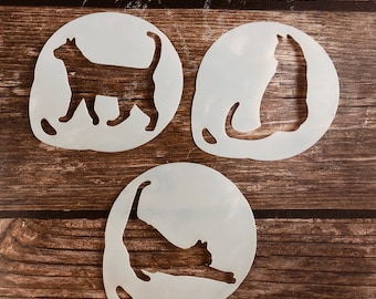 Gatos, animales, mascotas - Plantilla de Mylar para manualidades, aerografía, pintura de café, pared, bricolaje, reutilizable, decoración del hogar