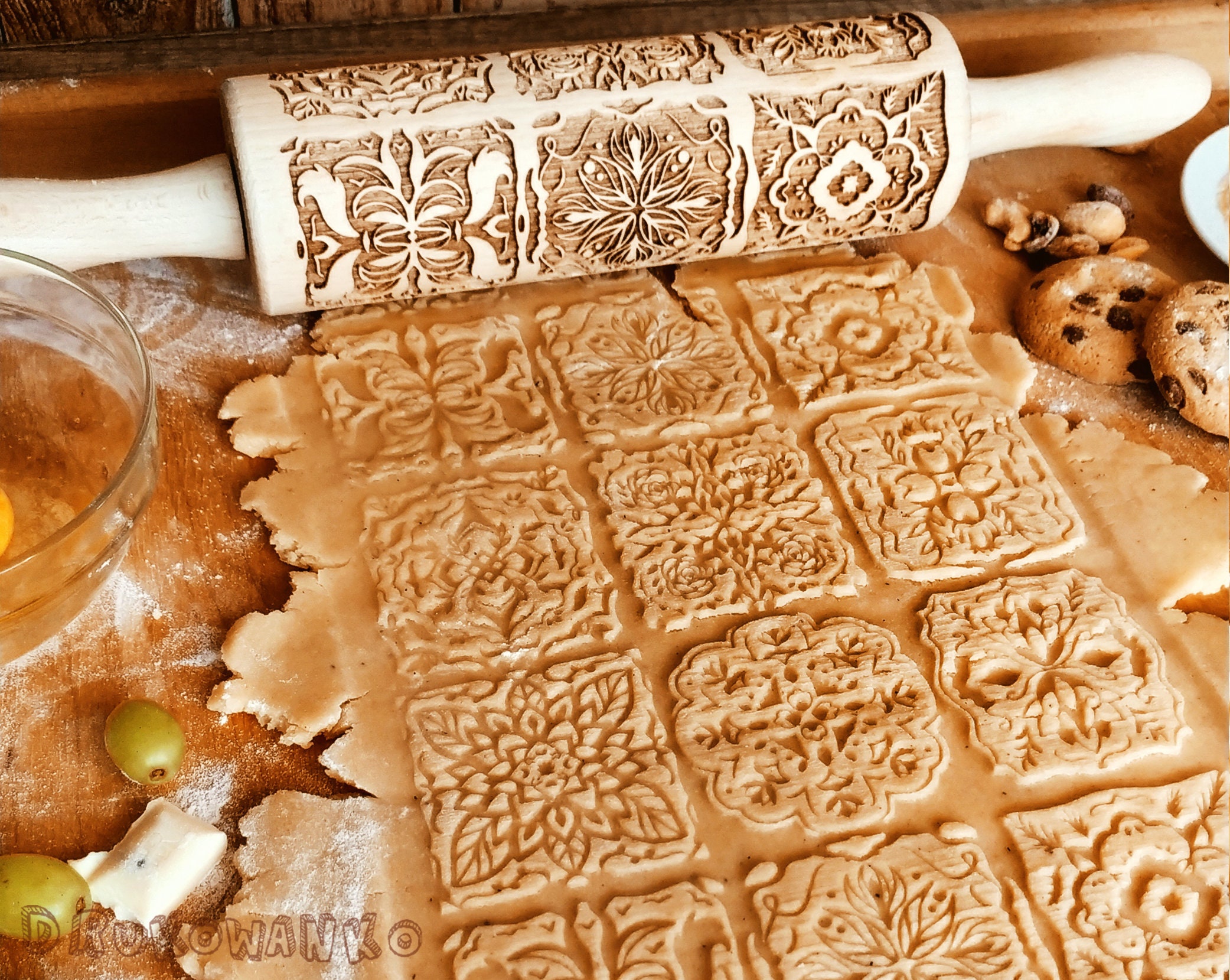 Rouleau à Pâtisserie Gravé en Bois Forme Anges - Rouleau gravé