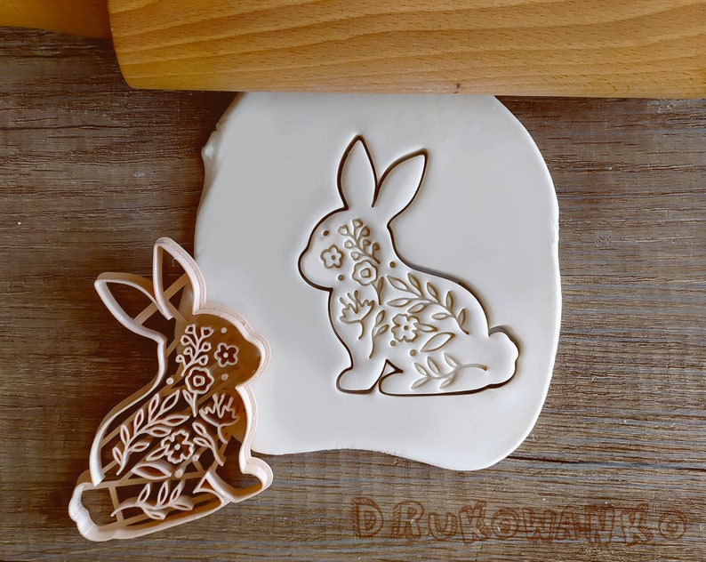 Bunny Pattern Oriental Decoration Classic Floral Nature Whole Body Easter Head Fluffy Cookie Cutter Pastry Fondant Dough Biscuit image 1