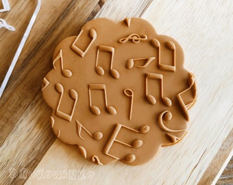 Note Tone Tune Music Musical Classical Musician - Embosser Stamp for cookies, Cake Decorating, Deboss, Fondant, Cupcakes