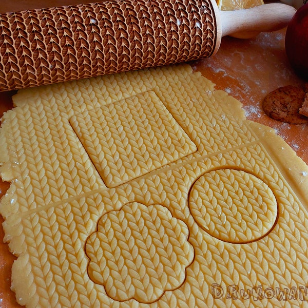 Strickanleitung Strickpullover Schal Oma Rollnadel Geprägte Keksrolle Laser graviert Geschenk Weihnachten Fondant Dought Keks