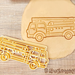 Fire Truck City Car Vehicle Fire Brigade Fireman Firefighter Buildigin Fire Helping People Cookie Cutter Pastry Fondant Dough Biscuit