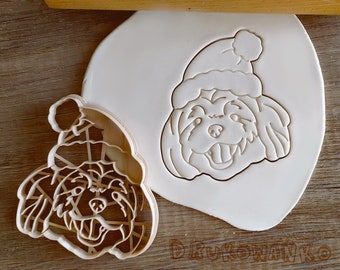 Maltese Shih Tzu Christmas Dog Sitting Cookie Cutter Pastry Fondant Dough Biscuit