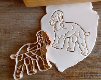 Cara de perro Terrier Bedlington, cuerpo, perro Parson, mascota, cortador de galletas, pastelería, fondant, masa, galleta
