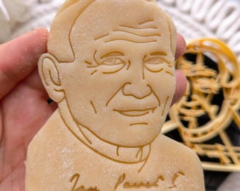 Sankt Påven Johannes Paulus II Polskt Porträtt Ansikte Religion Kristendom Människa Berömd Historia Kakform Bakverk Fondant Deg Kex