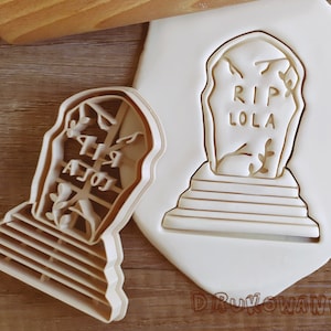 Halloween Custom Grave Tombstone With Name or Title Cookie Cutter Pastry Fondant Dough Biscuit