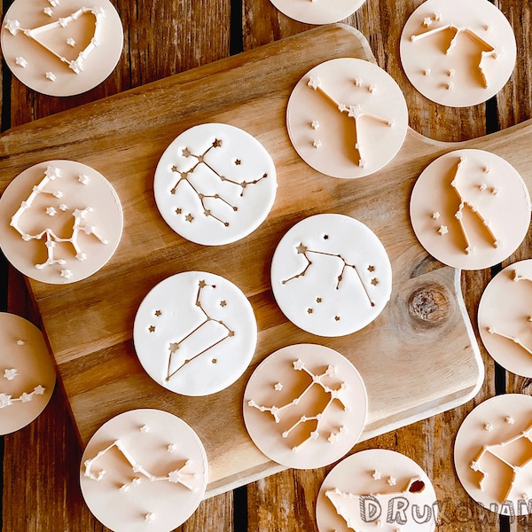 Zodiac Capricorn Aquarius Pisces Aries Taurus Gemini Cancer Leo Virgo Libra Scorpio Sagittarius Embosser Cookie Cutter Pastry Fondant Dough