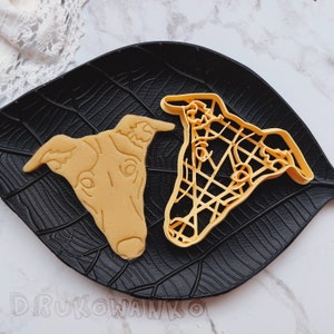 Windhund Hundekopf Haustier Tier Hund Doggy Doggo Freund Familie Zuhause Cookie Cutter Gebäck Fondant Teig Keks